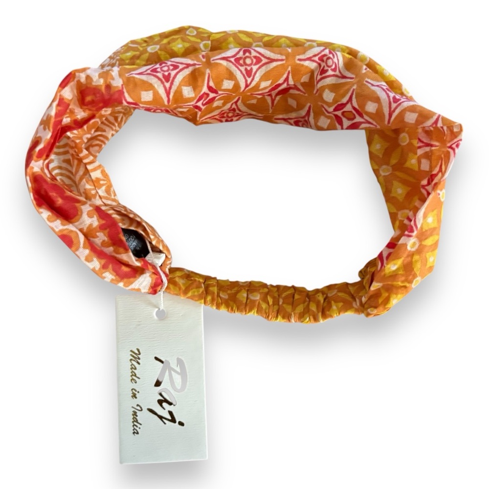 Raj Boho Printed Headband NWT Orange Yellow Bohemian Hippie